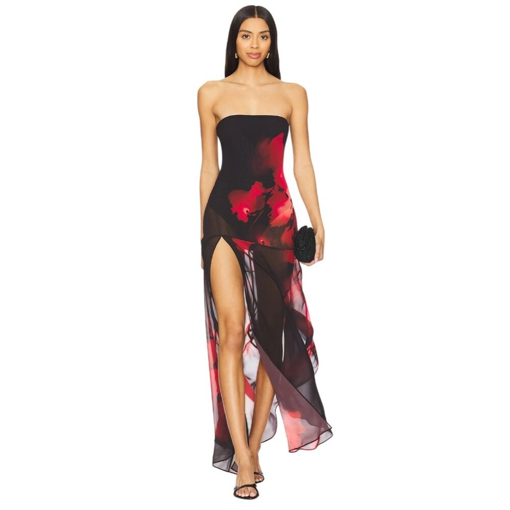 NBD Adeliza Maxi Dress in Dyed Foliage Floral Large New Womens Long Gown